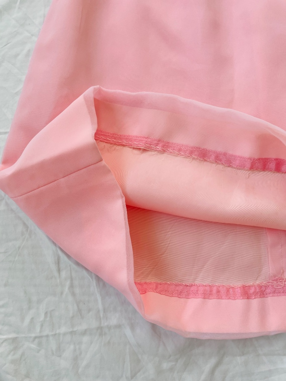 Vintage 1960s Ballet Pink Chiffon Bow Dress L - Picture 8 of 14